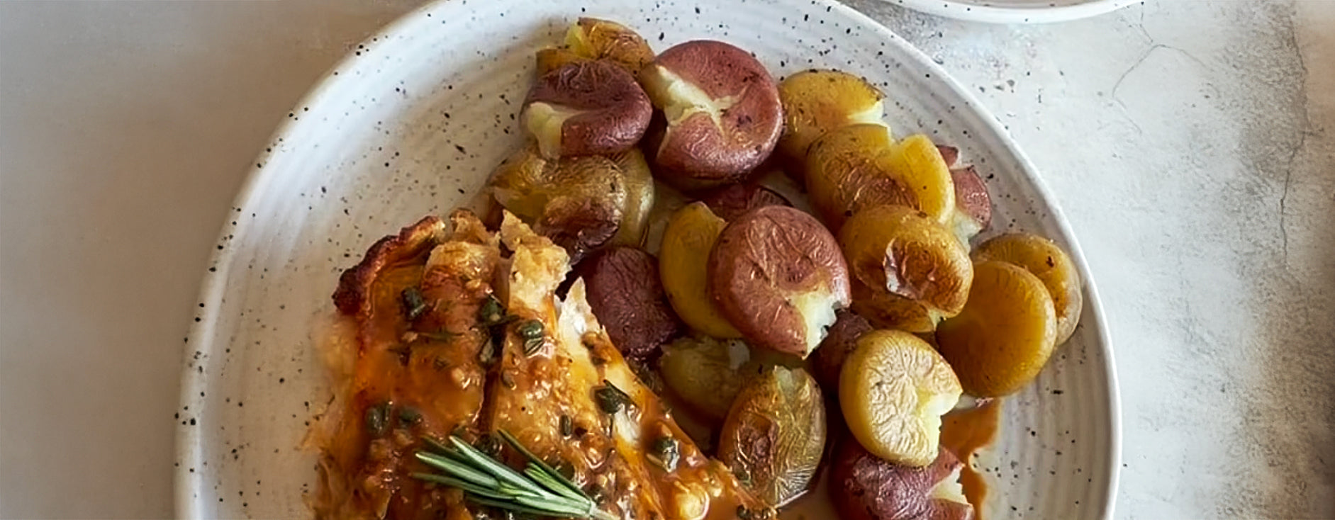 Creamy Garlic Chicken with Duck Fat Smashed Potatoes