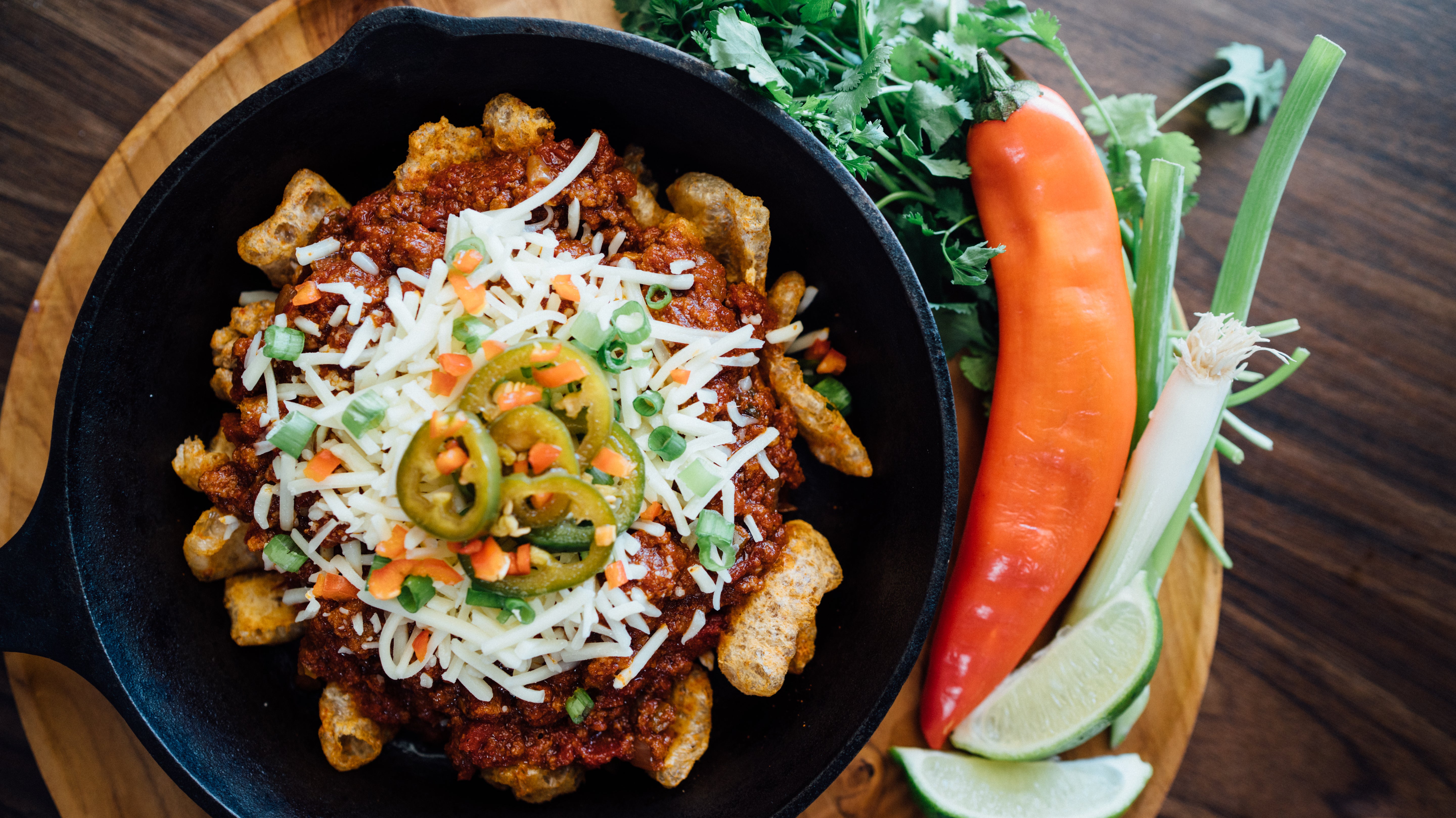 keto frito pie with EPIC chili lime pork rinds and The Spur bone broth.