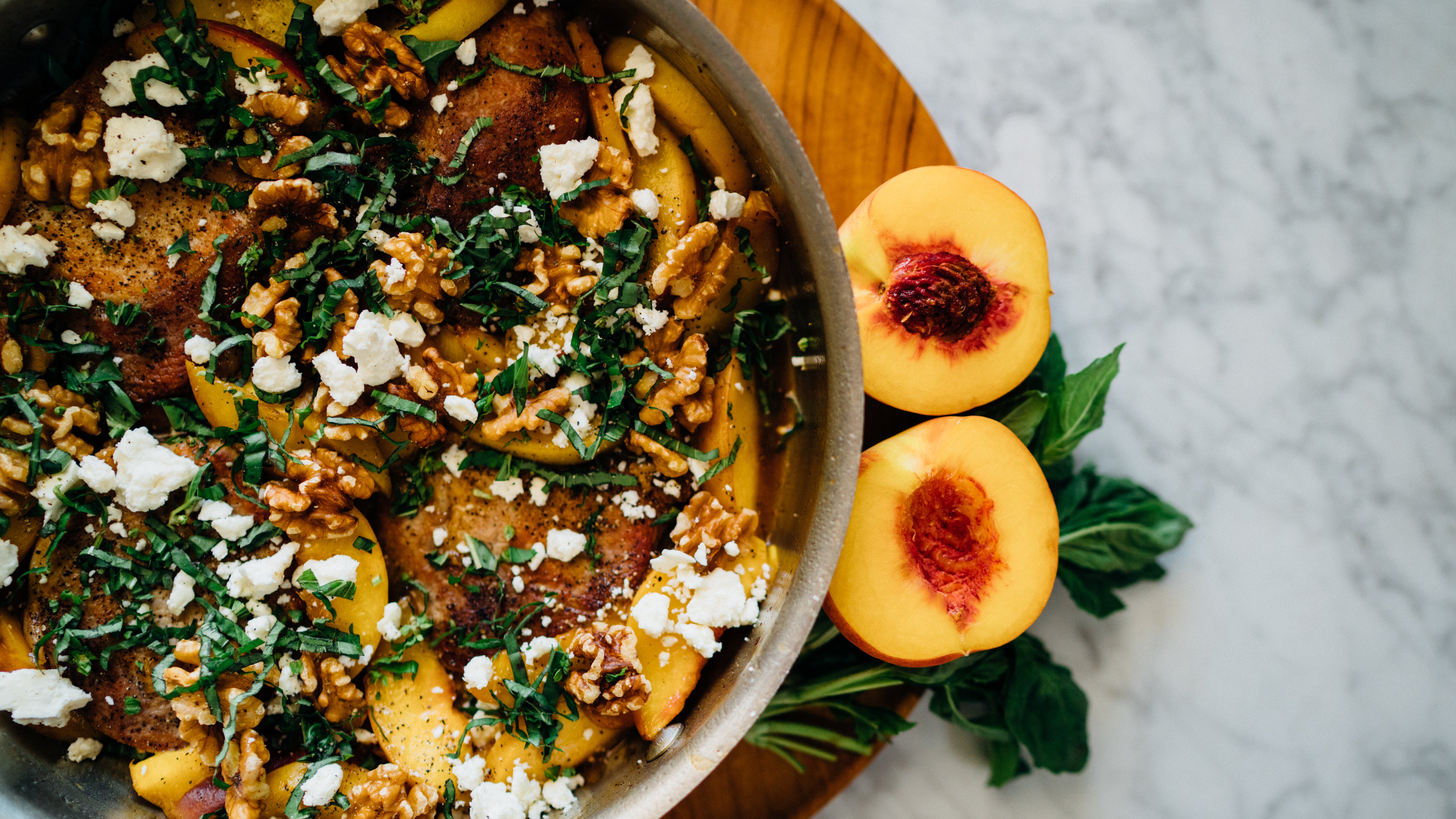 One Pan Peachy Pork Chop Skillet
