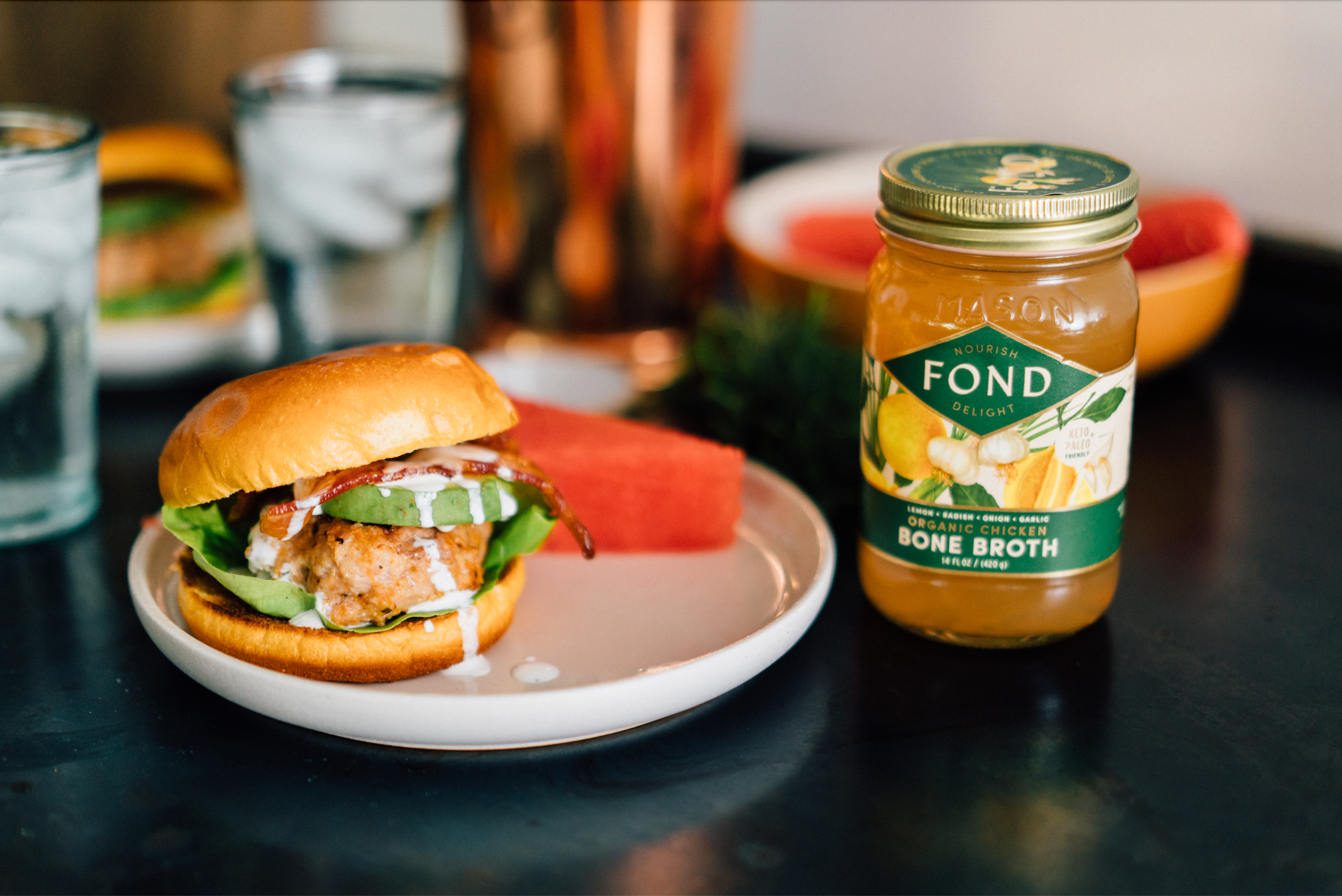 Ancestral Chicken Burgers with FOND Bone Broth Ranch