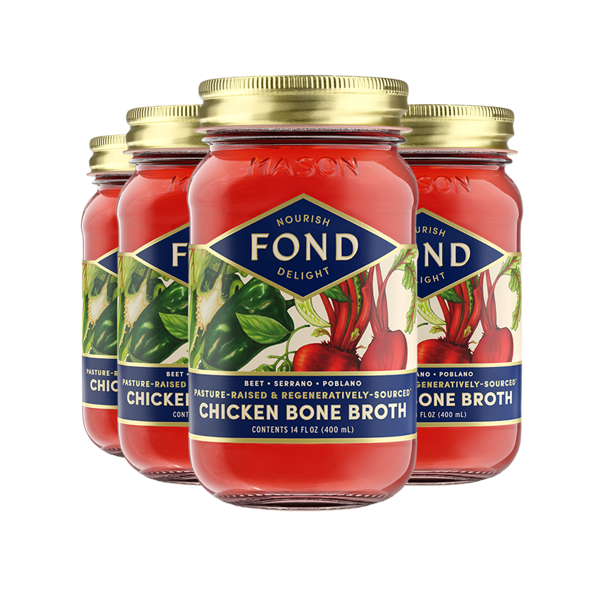 Regenerative Chicken Bone Broth - Beet & Serrano - 4 Jars