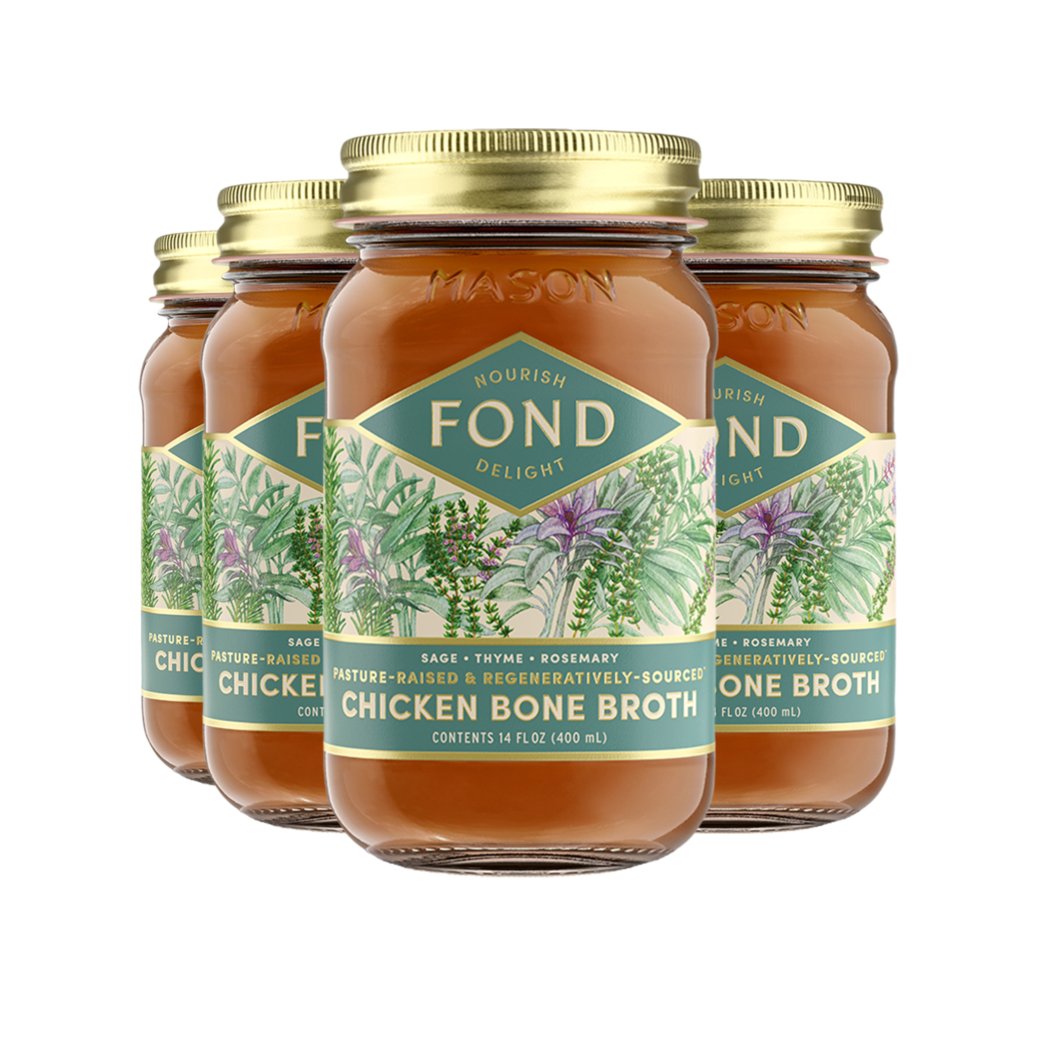 Regenerative Chicken Bone Broth - Bouquet Garni - 4 Jars