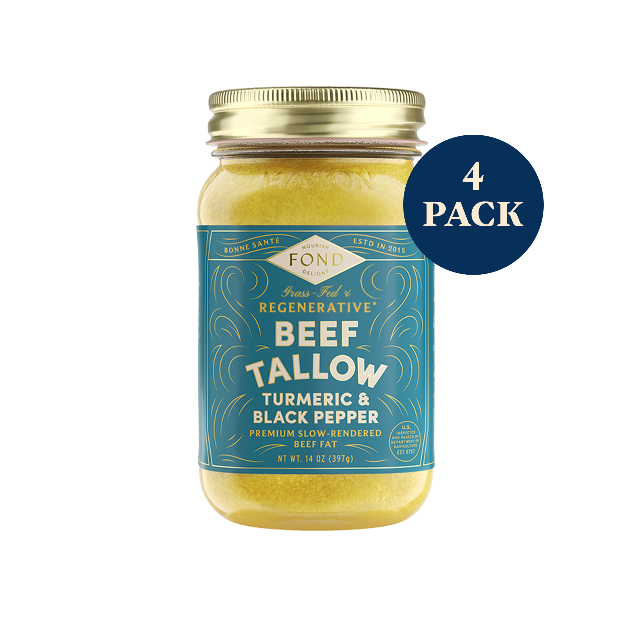Beef Tallow - Turmeric & Black Pepper - 4 Jars
