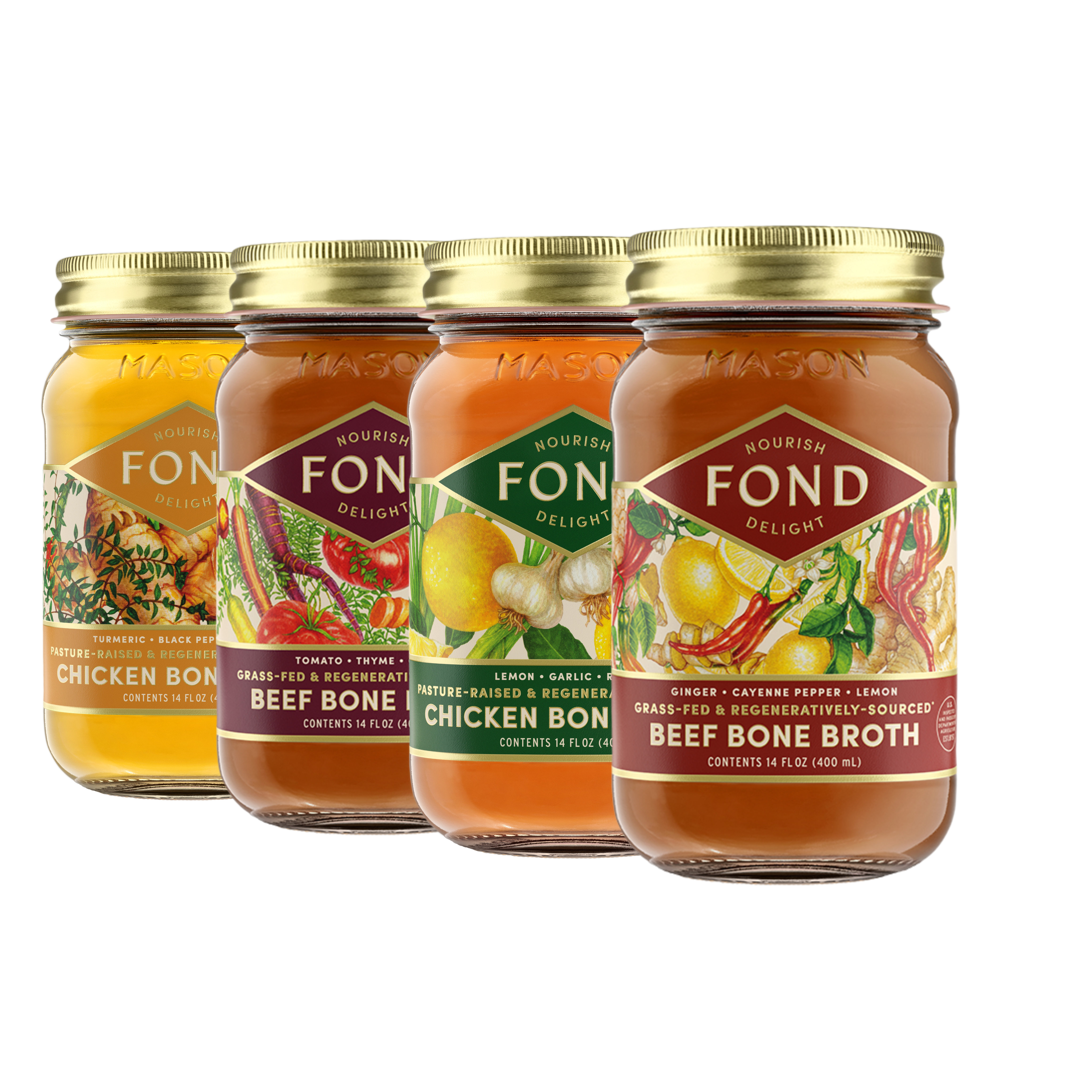 Regenerative Beef & Chicken Bone Broth Bestsellers - 4 Jars
