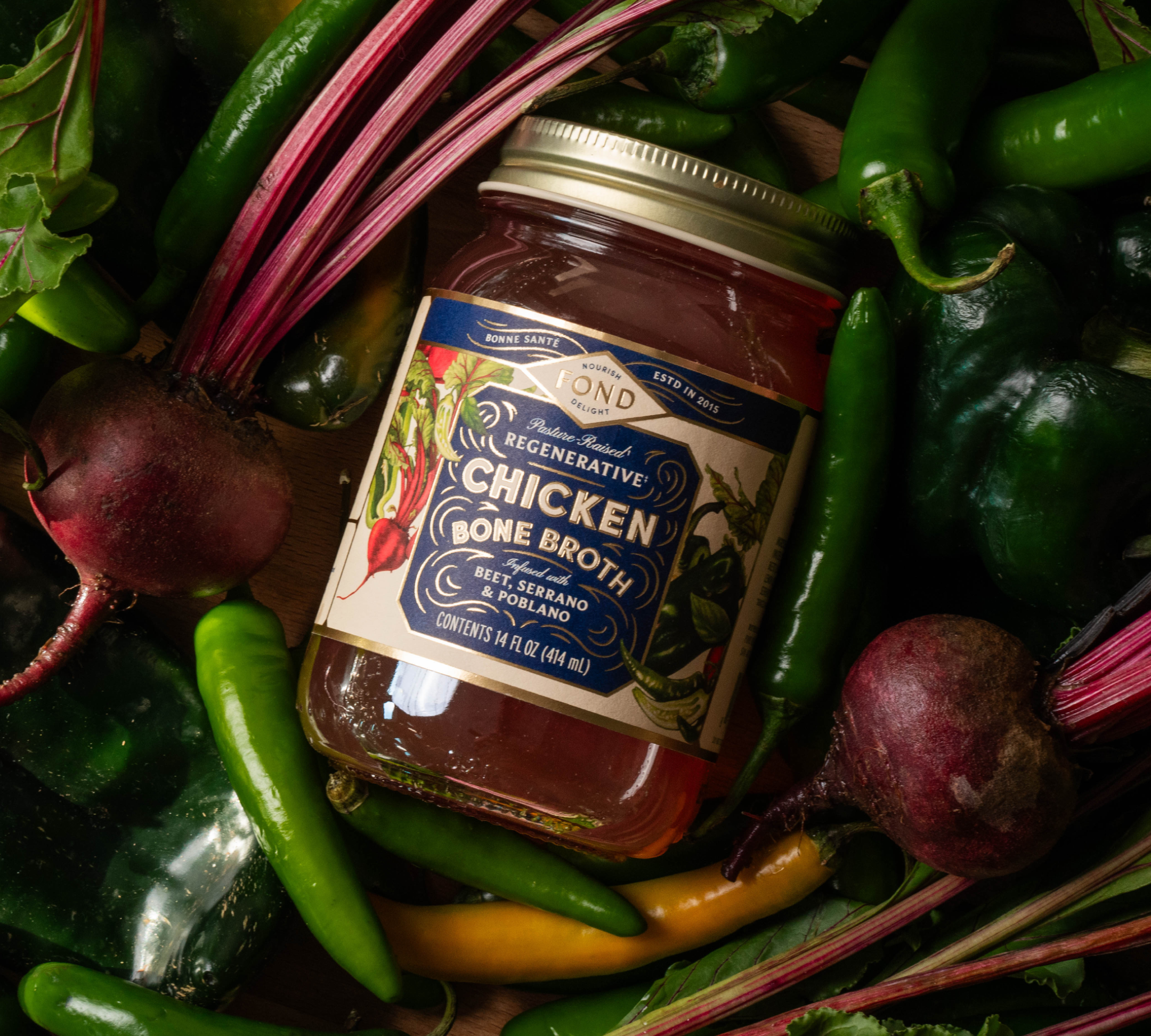 Chicken Bone Broth - Beet & Serrano