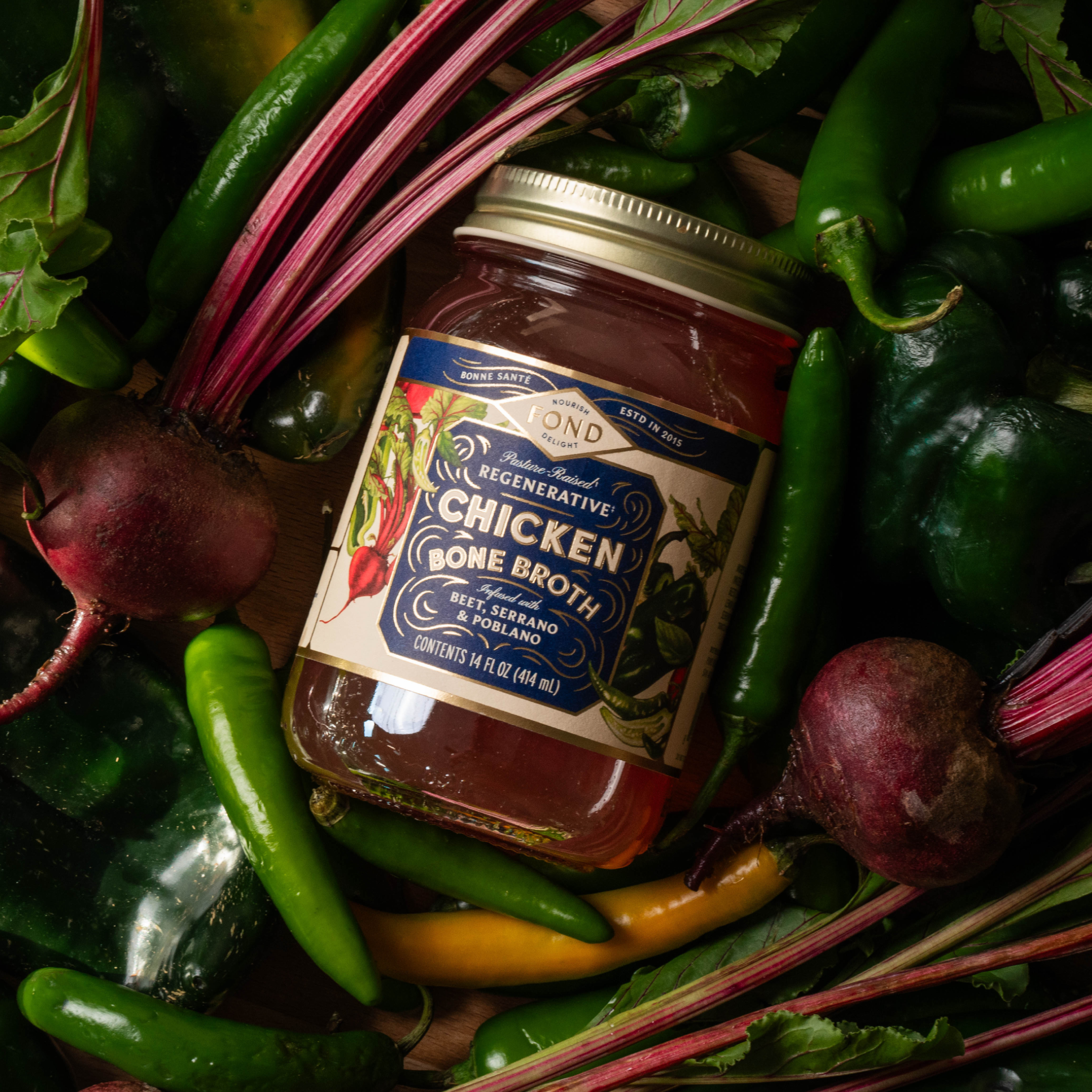 Chicken Bone Broth - Beet & Serrano