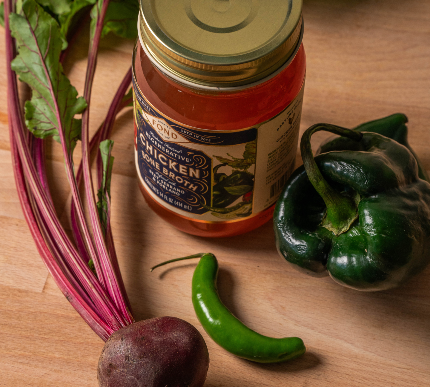 Chicken Bone Broth - Beet & Serrano