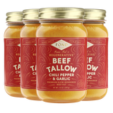 Regenerative Beef Tallow - Chili & Garlic - 4 Jars