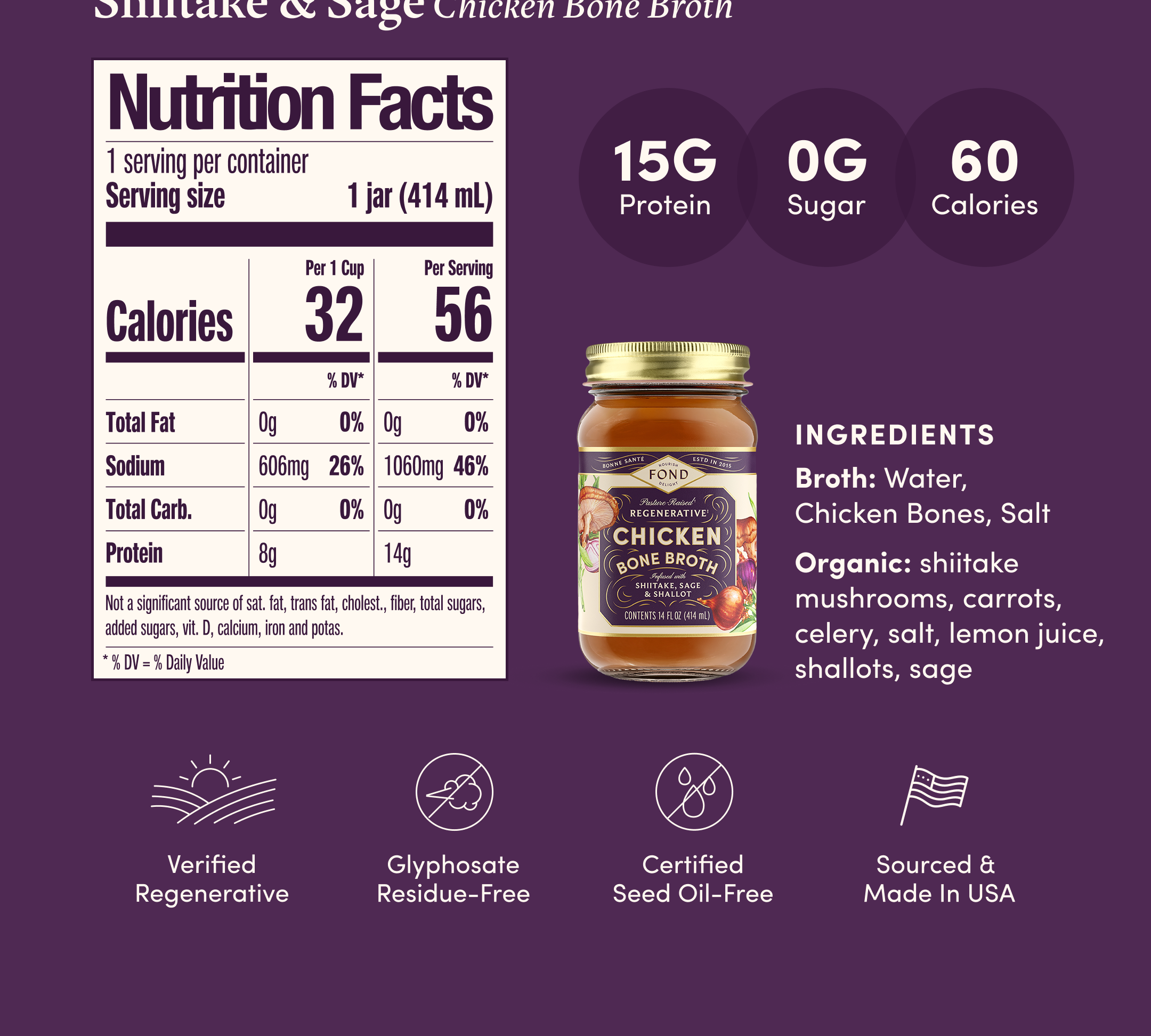 Chicken Bone Broth - Shiitake & Sage