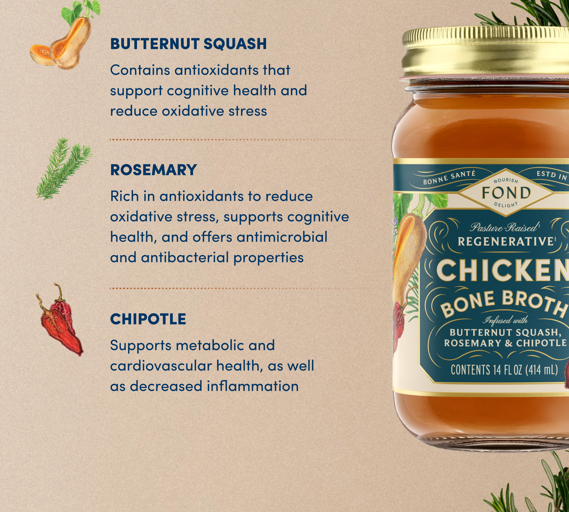 Chicken Bone Broth - Butternut & Rosemary