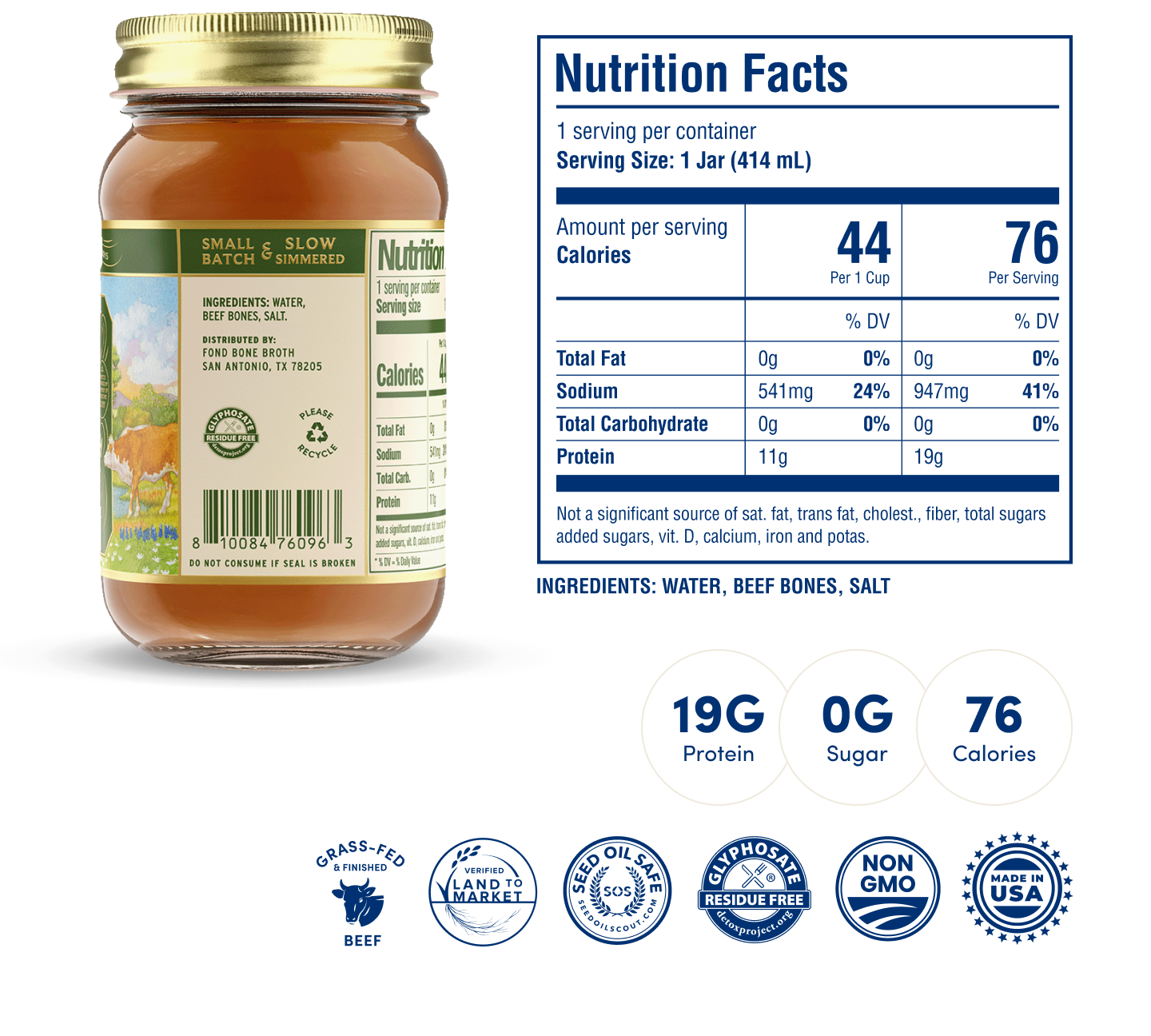 Beef Bone Broth - Pure & Unflavored