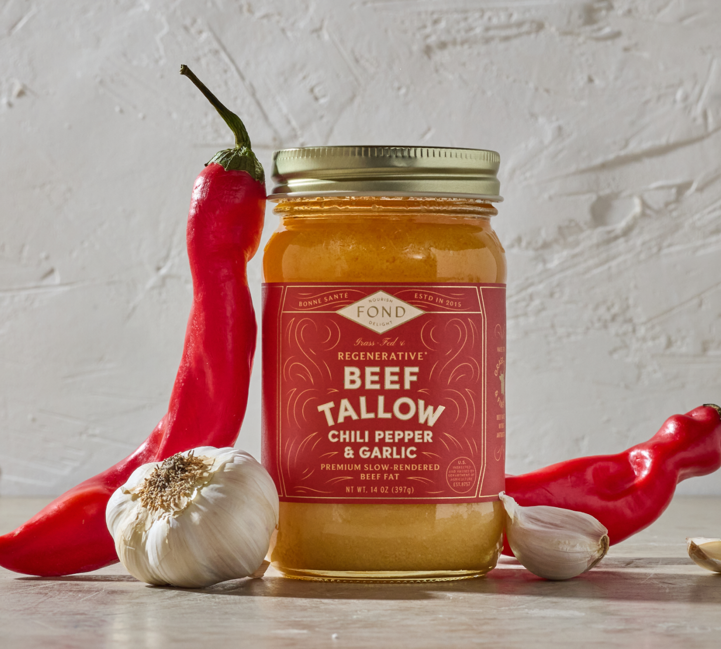 Grass-Fed & Finished Beef Tallow - Chili Pepper & Garlic