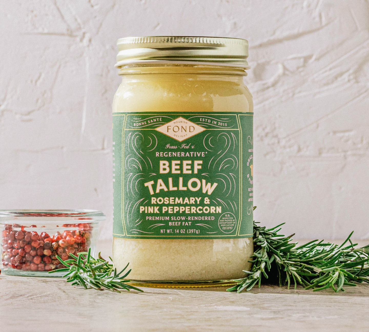 Grass-Fed & Finished Beef Tallow - Rosemary & Pink Peppercorn