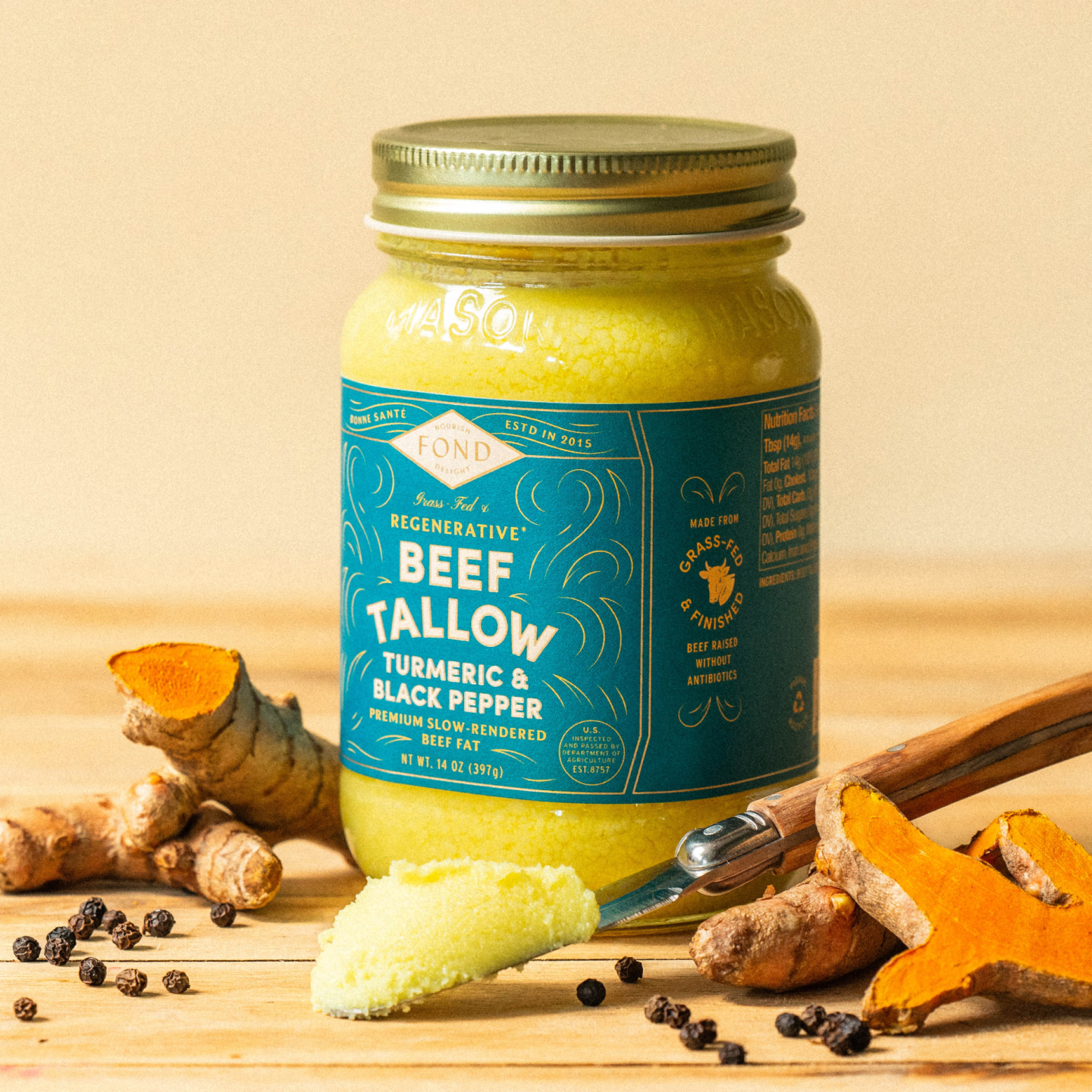 Grass-Fed & Finished Beef Tallow - Turmeric & Black Pepper