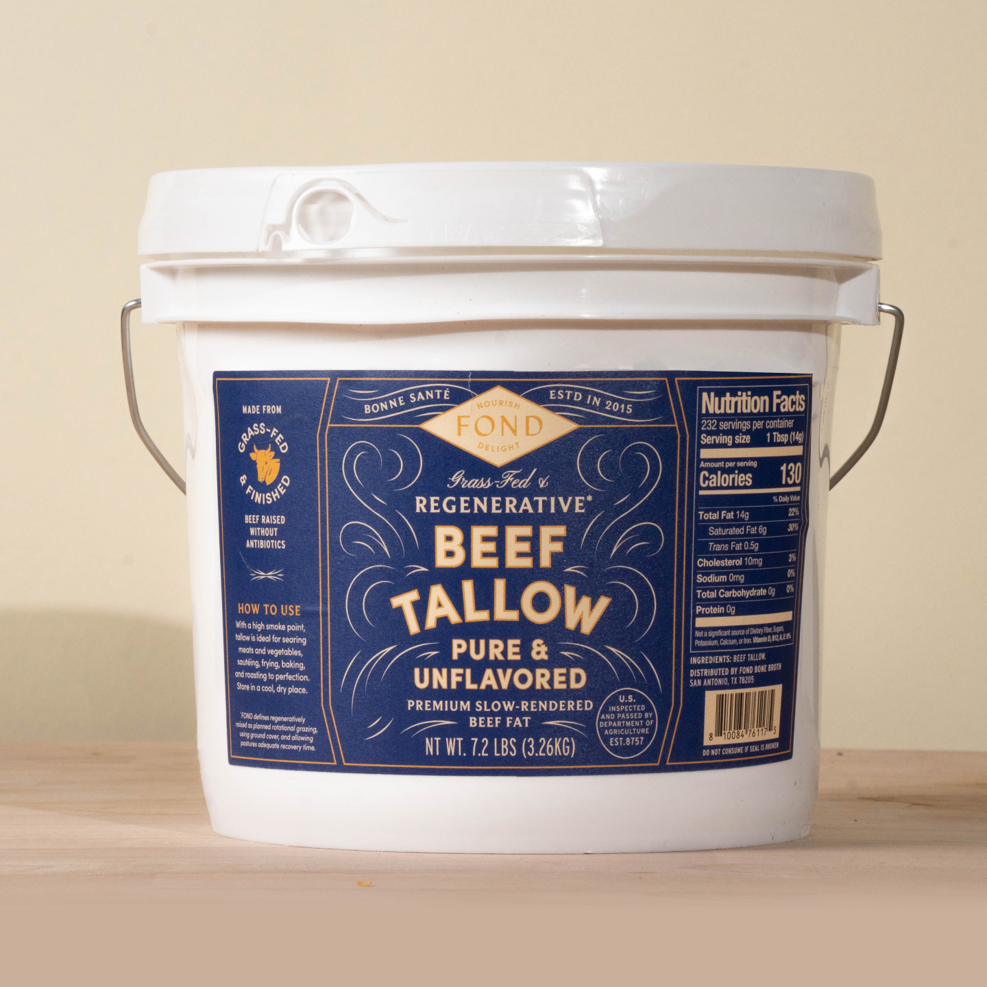 Grass-Fed & Finished Beef Tallow - Pure & Unflavored - 1 Gallon