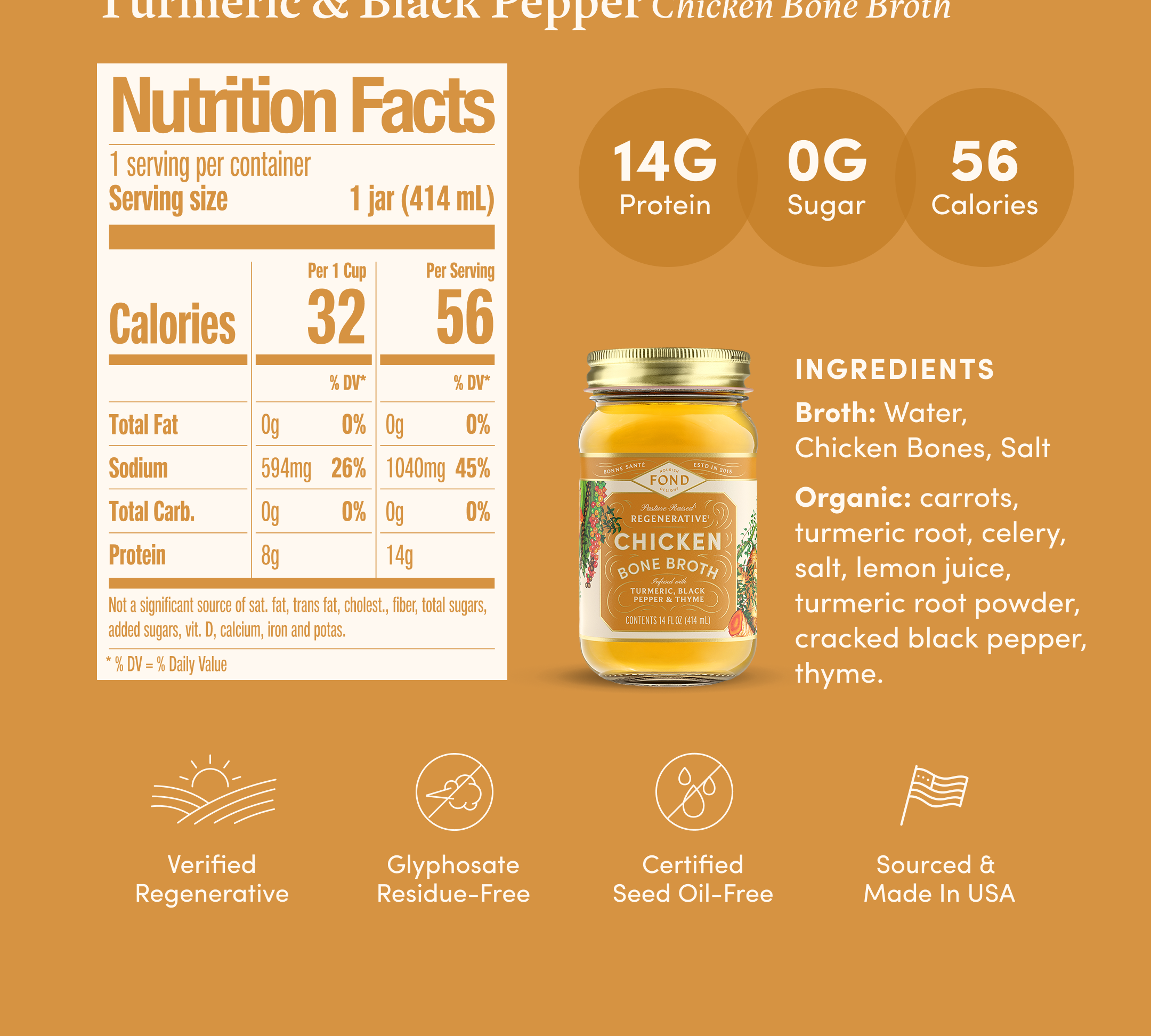Chicken Bone Broth - Turmeric & Black Pepper