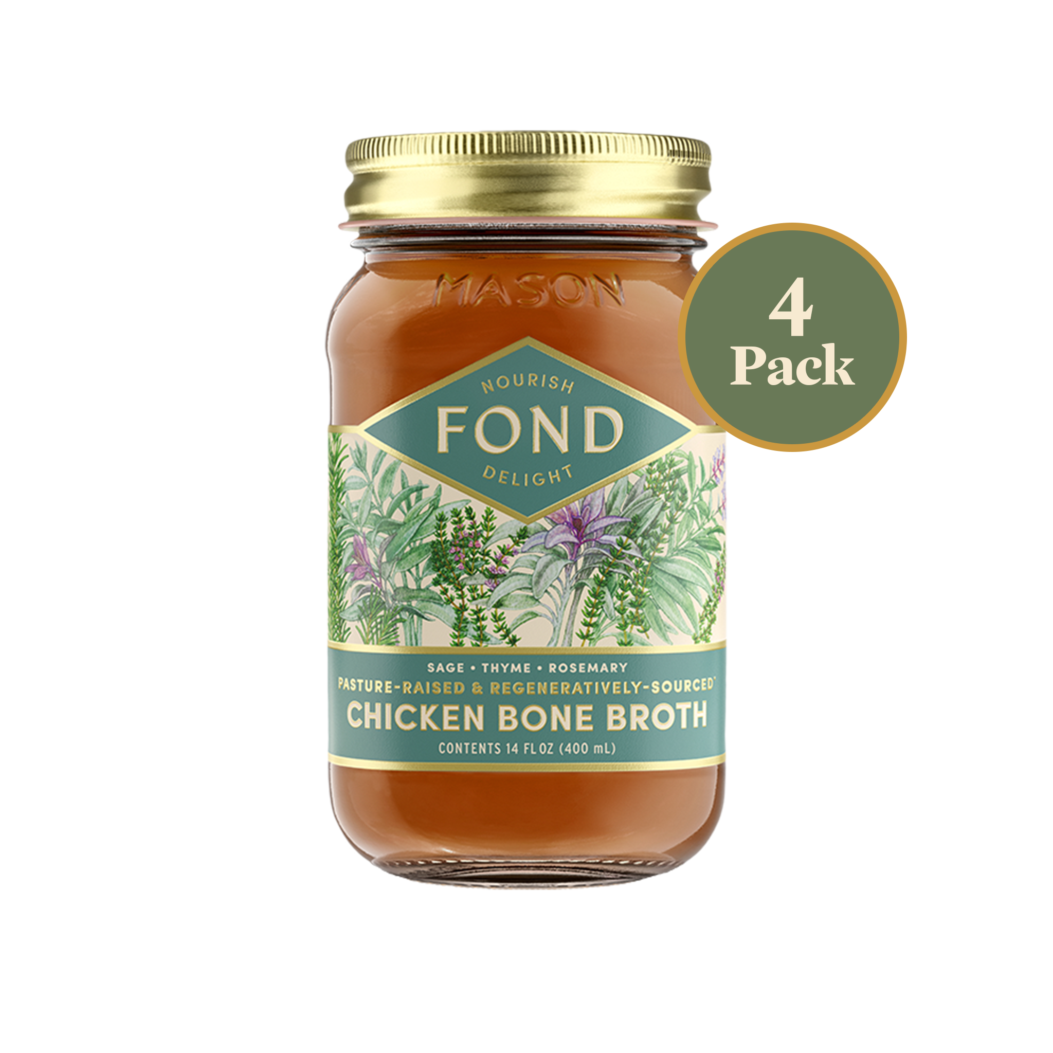 Regenerative Chicken Bone Broth - Bouquet Garni - 4 Jars