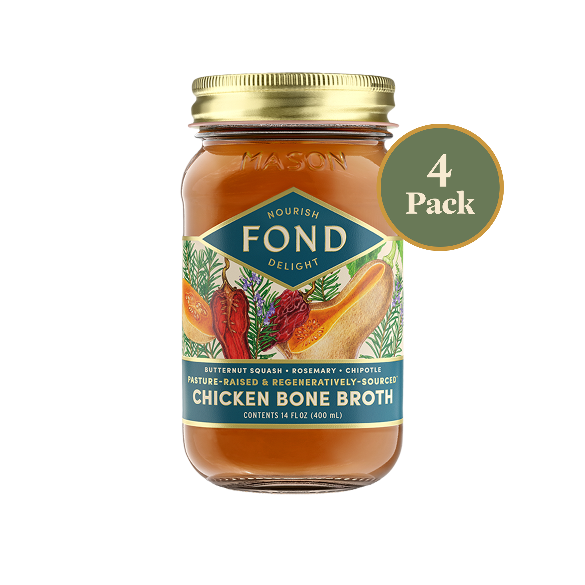 Chicken Bone Broth - Butternut & Rosemary - 4 Jars