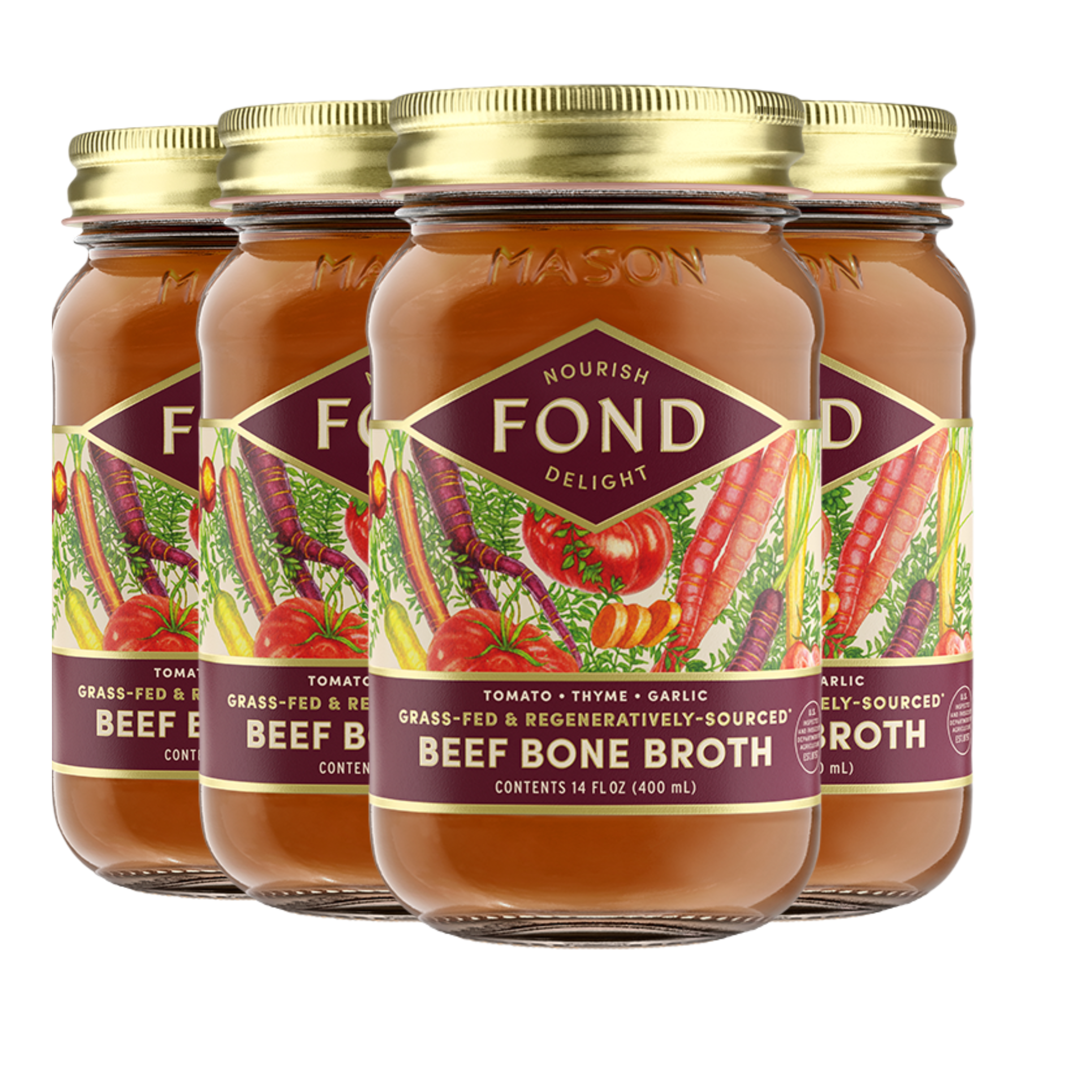 Regenerative Beef Bone Broth - Tomato & Thyme - 4 Jars