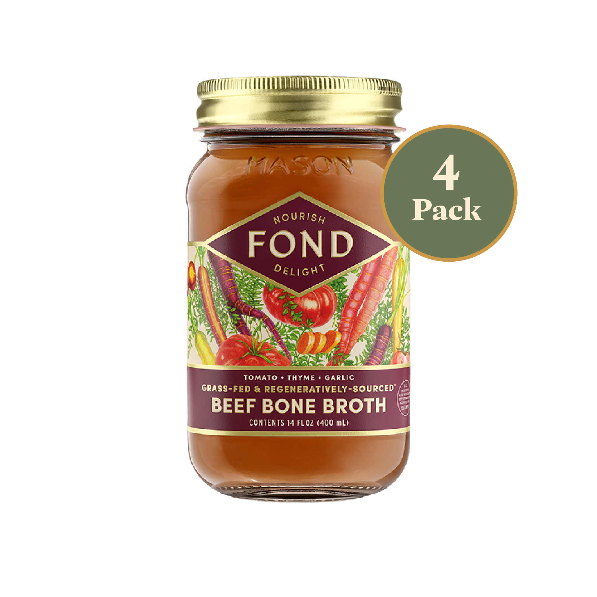 Regenerative Beef Bone Broth - Tomato & Thyme - 4 Jars