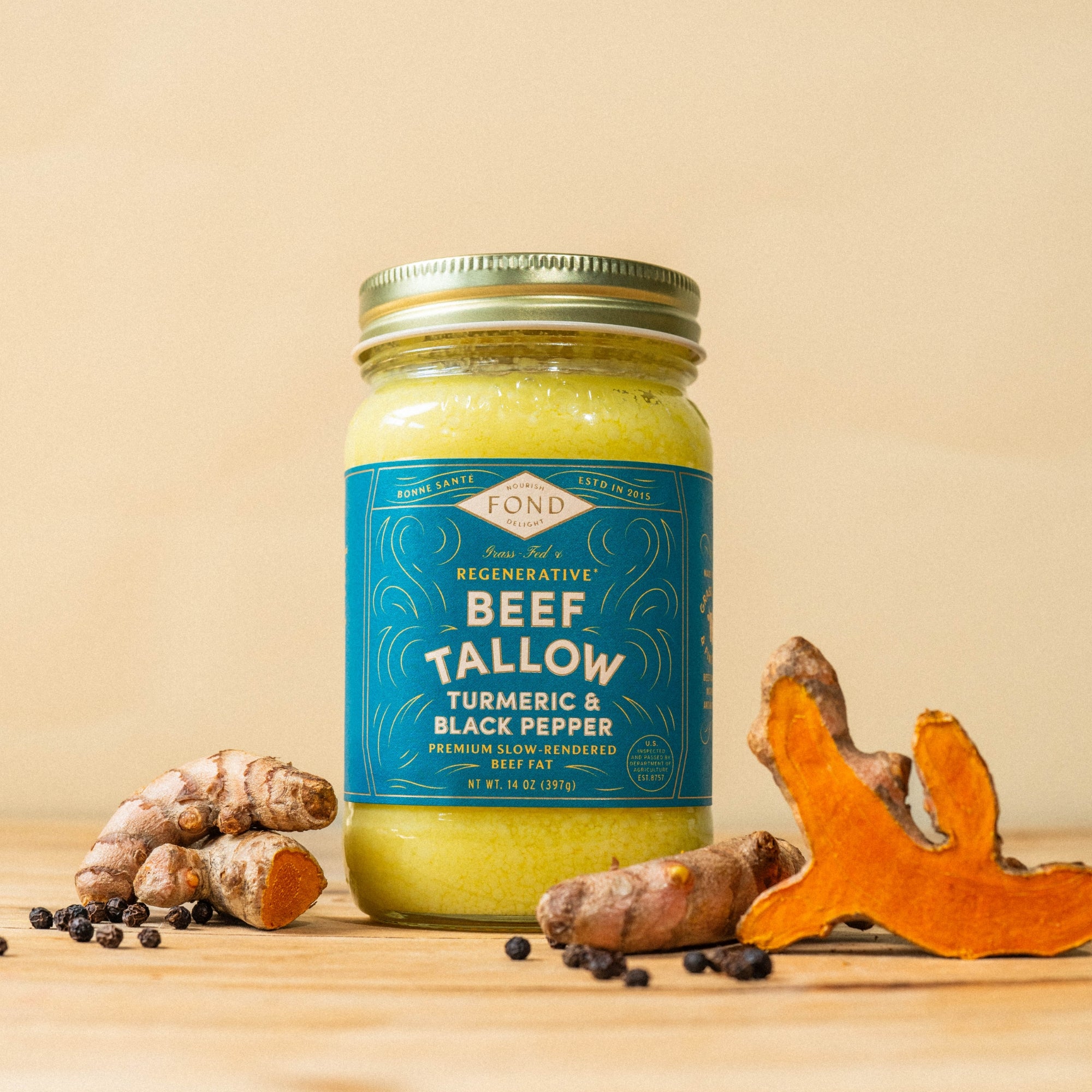 Regenerative Beef Tallow - Turmeric & Black Pepper - 1 Jar