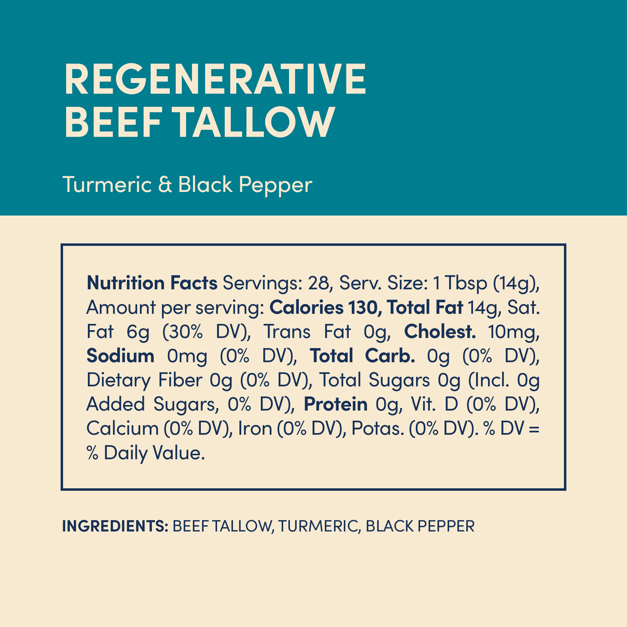 Regenerative Beef Tallow - Turmeric & Black Pepper - 1 Jar